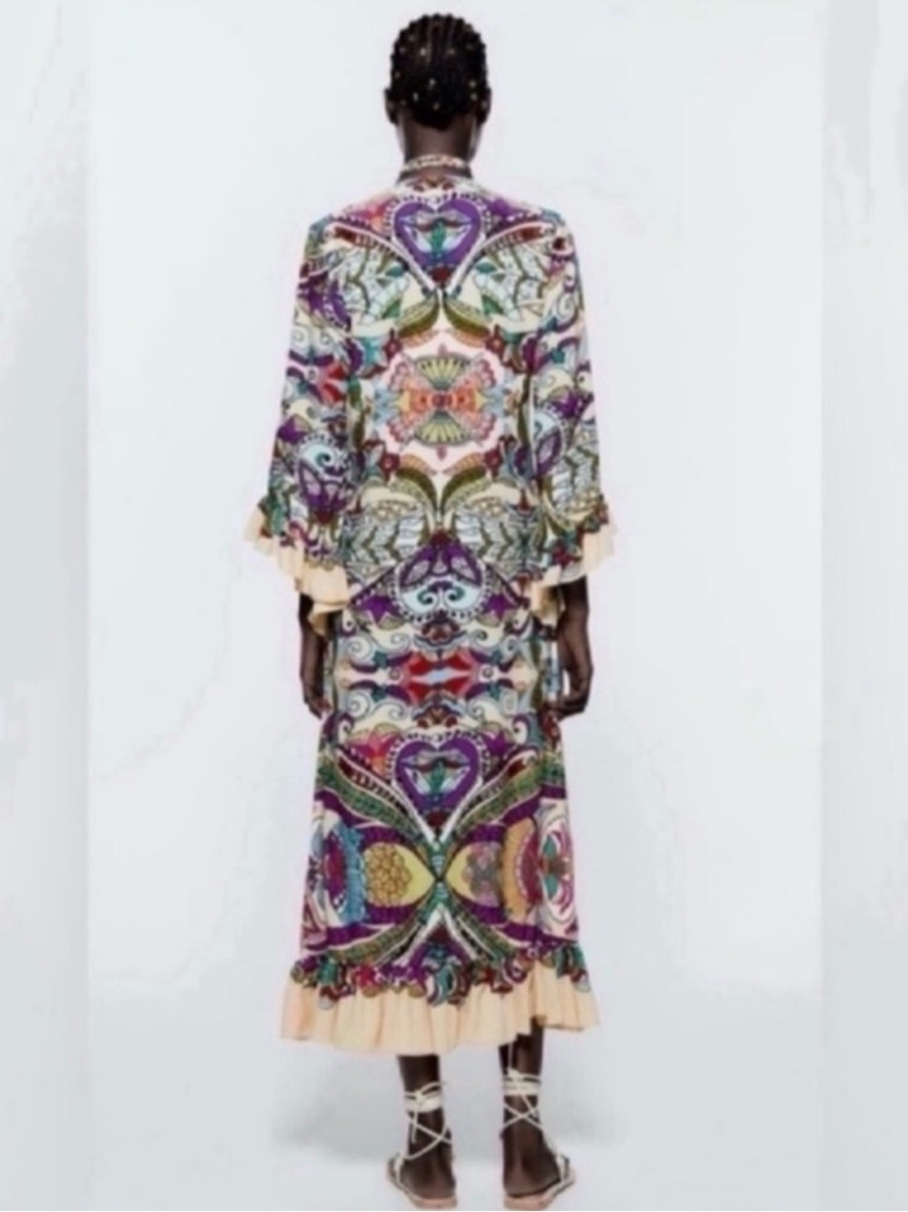 Zara Flowy multi color Midi with ruffles s M - Picture 5 of 9